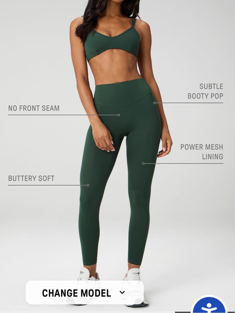 Fabletics Dark Green High-Waisted Leggings